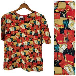 Vintage 90s Size Medium shirt top Blouse womens Royalcore Purse Hand Bag Luggage